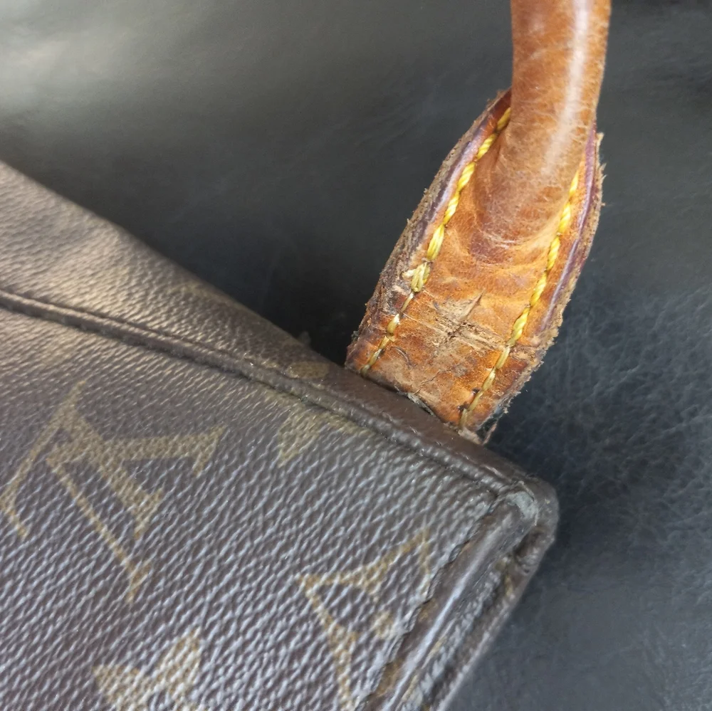 Louis Vuitton Brown Monogram Shoulder Bag with Tan Strap